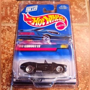 Vintage Hot Wheel 1998 '58 Corvette Black  New on Card 3 Cars 1 Protector Pack